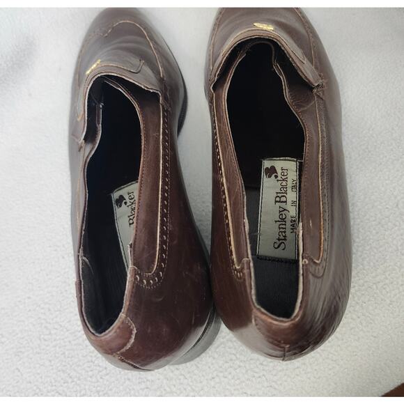 Vintage Stanley Blacker 7.5 Brown Loafer Made In Italy Wingtip Oxford - Picture 7 of 12